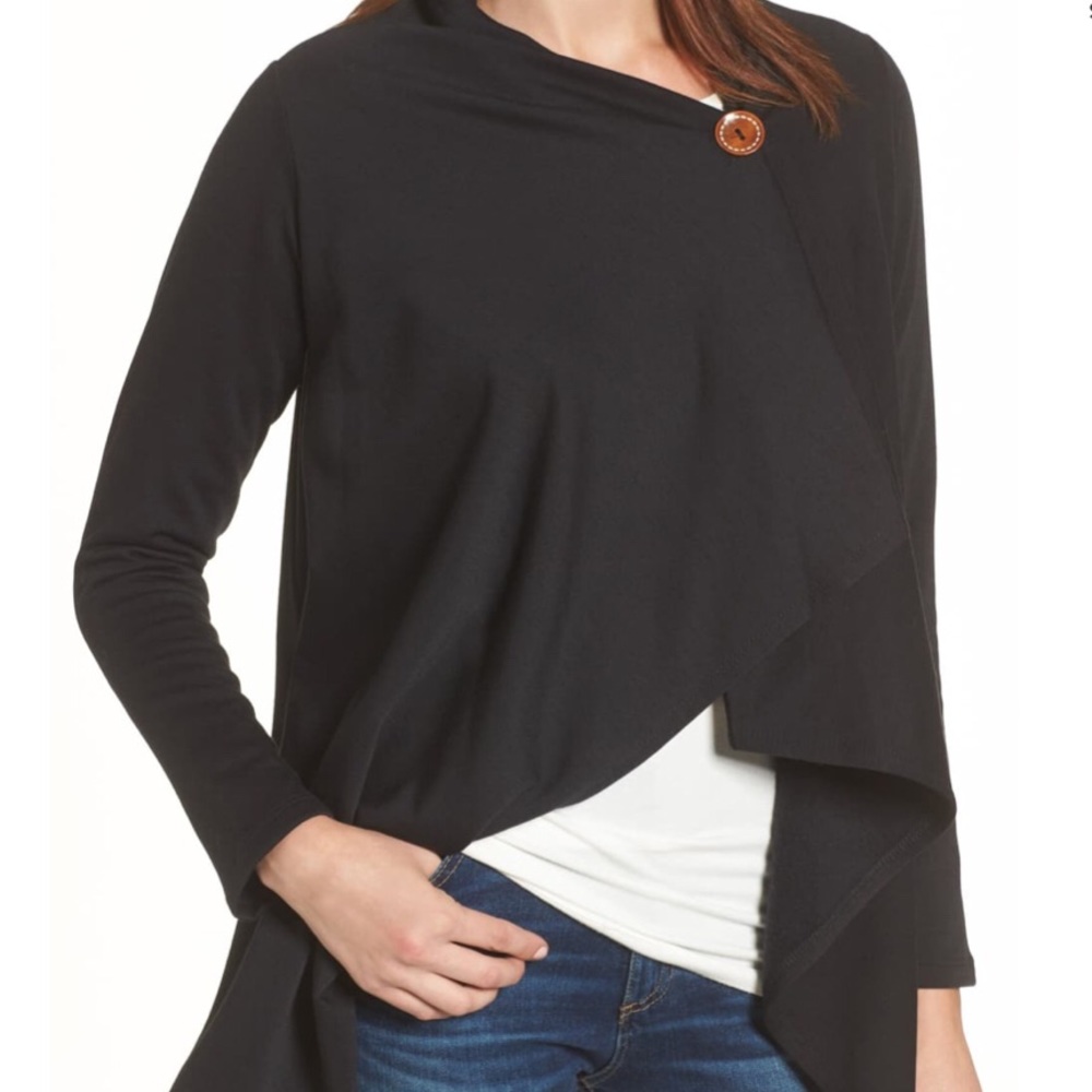 Bobeau one button wrap cardigan